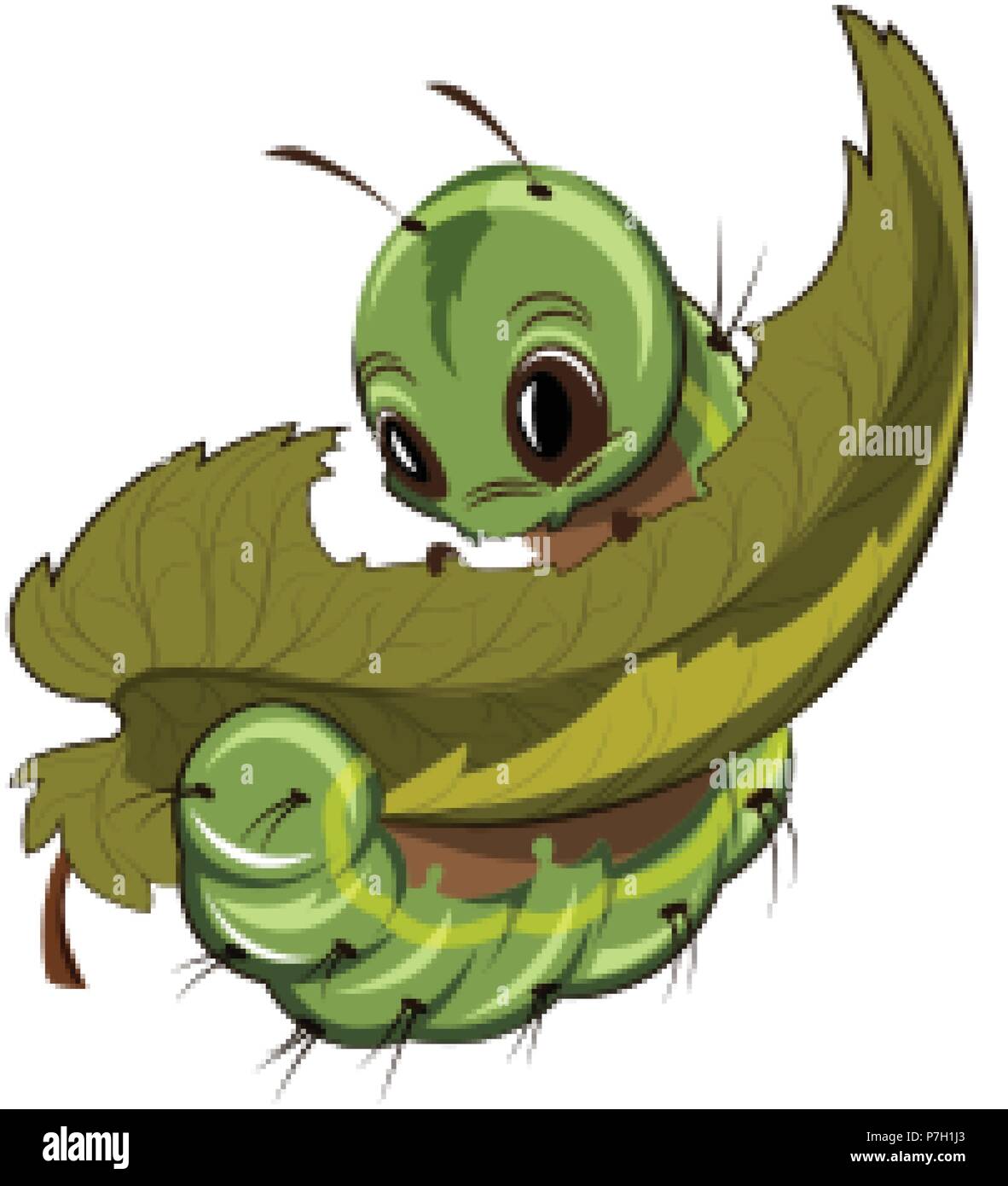 cartoon caterpillar munching leaf Stock Vector Image & Art - Alamy