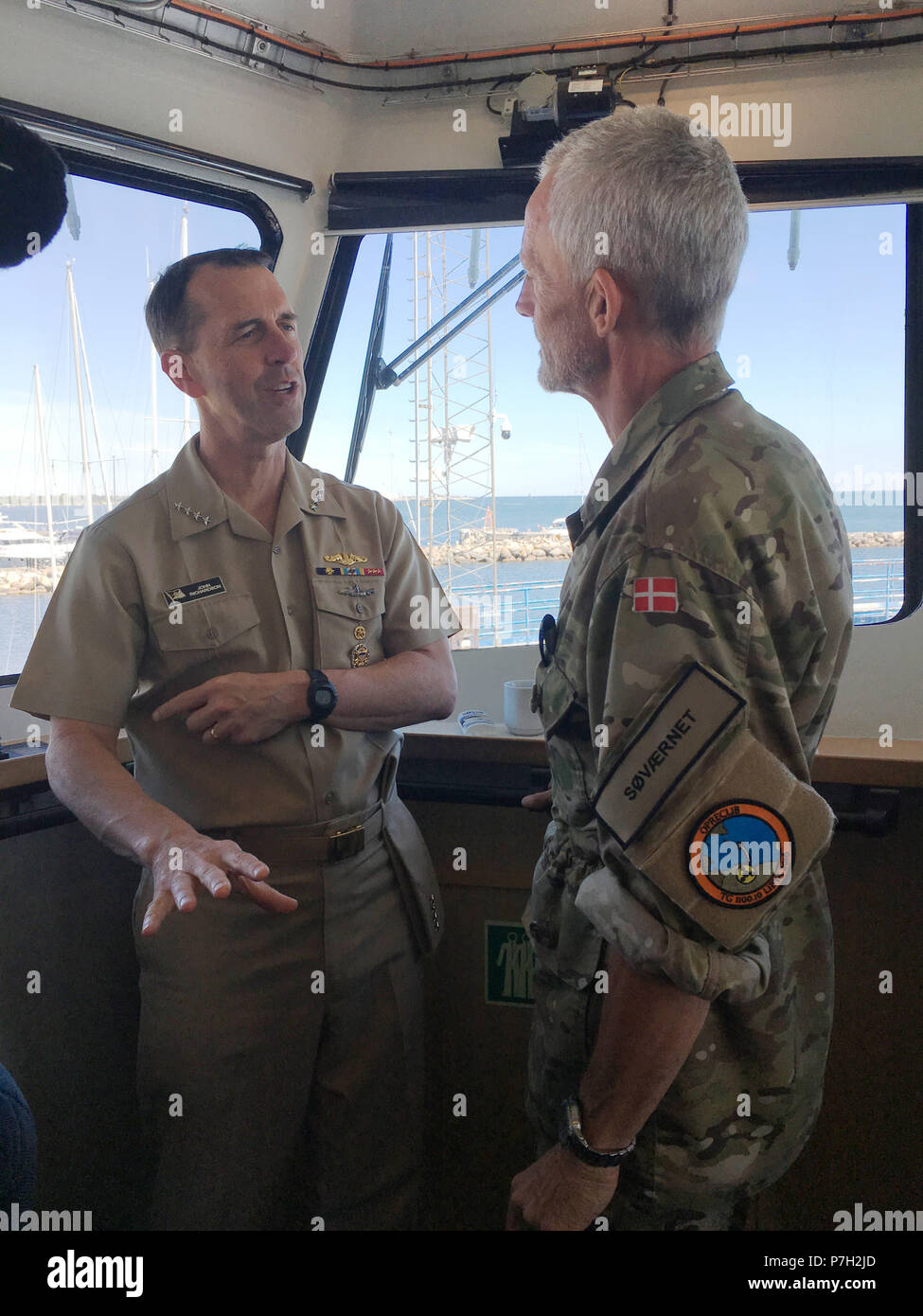 180627-N-ES994-001 COPENHAGEN, Denmark (June 27, 2019) Chief of Naval  Operations (CNO) Adm. John Richardson tours the Royal Danish Navy's  Diana-class patrol vessel HDMS Diana (P250) during a visit to Denmark to  strengthen