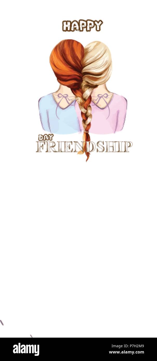 Happy Friendship Day Card Vector Two Girls United By Hair Braiding Colorful Illustration Stock Vector Image Art Alamy Happy Friendship Day Card Vector Two Girls United By Hair Braiding Colorful Illustration Stock Vector Image Art Alamy
