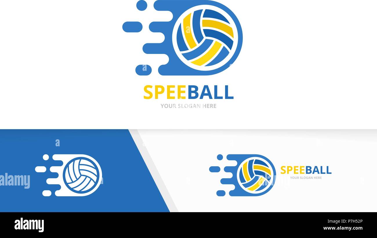 Vector fast volleyball logo combination. Speed symbol or icon. Unique