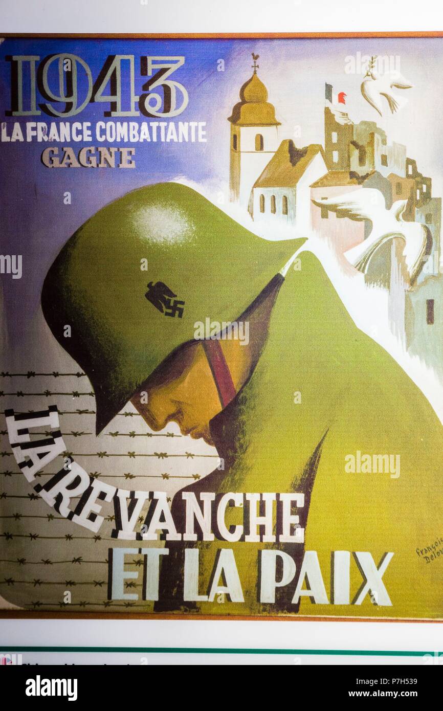 cartel de la resistencia francesa, Roquefort-sur-Soulzon ,departamento de Aveyron,France, Europe. Stock Photo