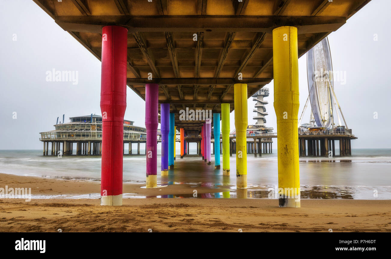 View from underneath the famous Pier in Scheveningen near Hague, Netherlands Stock Photo