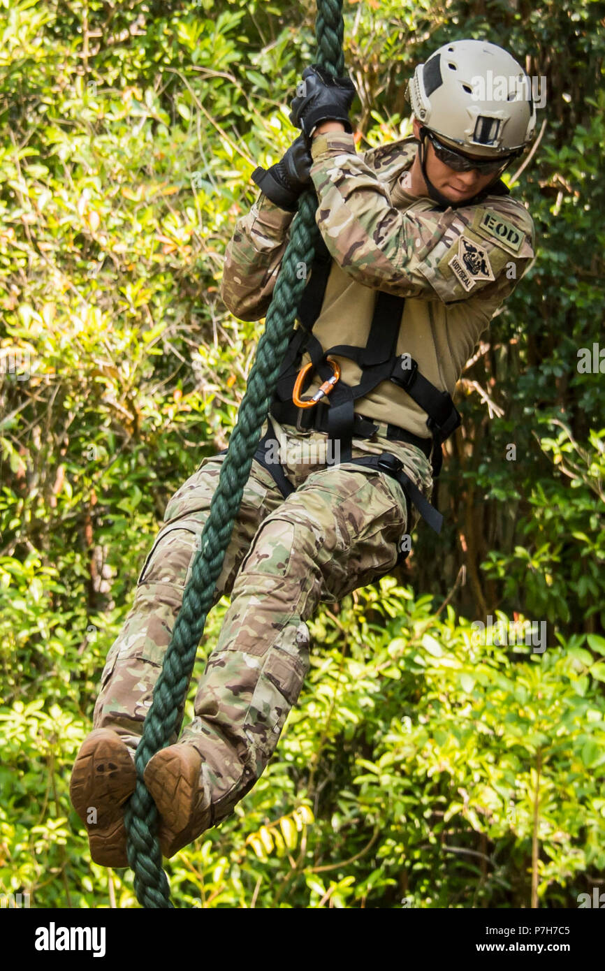 A New Zealand Navy Explosive Ordnance Disposal team member conducted ...