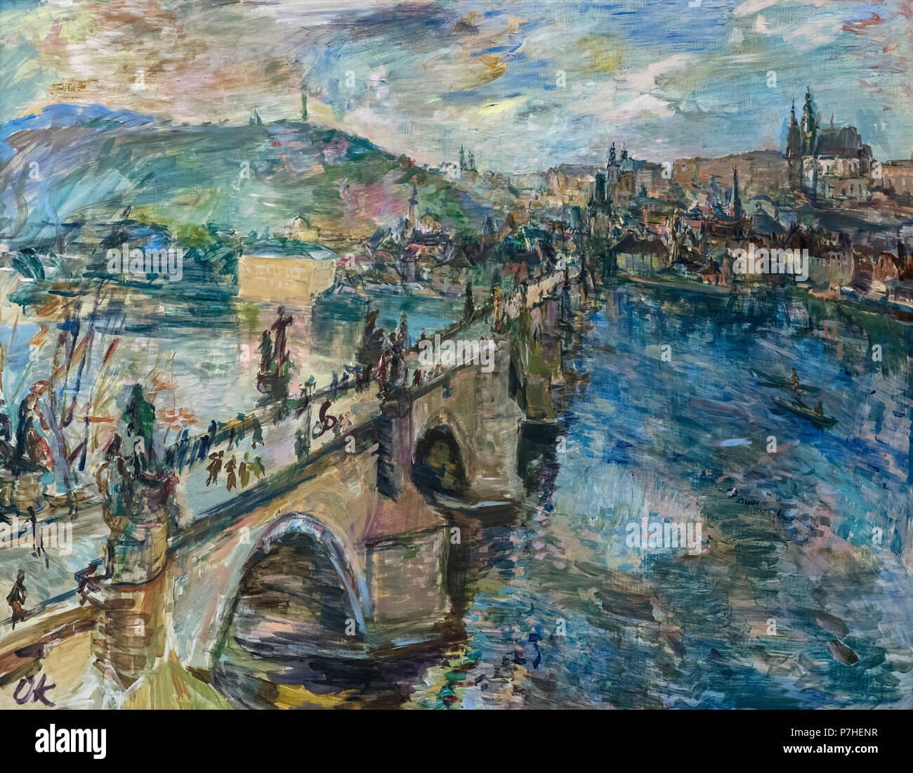 Oskar Kokoschka (1886-1980), View of the Charles Bridge from the Monastery of the Knights of the Cross, 1934.  National Gallery in Prague (Národní gal Stock Photo