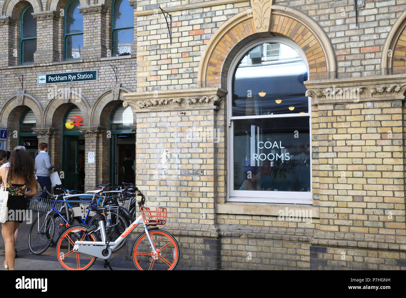 The acclaimed Coal Rooms restaurant in the old ticket office next to Peckham Rye station, in south London, UK Stock Photo