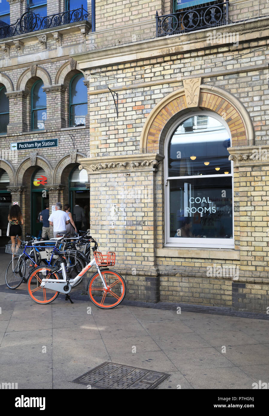 The acclaimed Coal Rooms restaurant in the old ticket office next to Peckham Rye station, in south London, UK Stock Photo