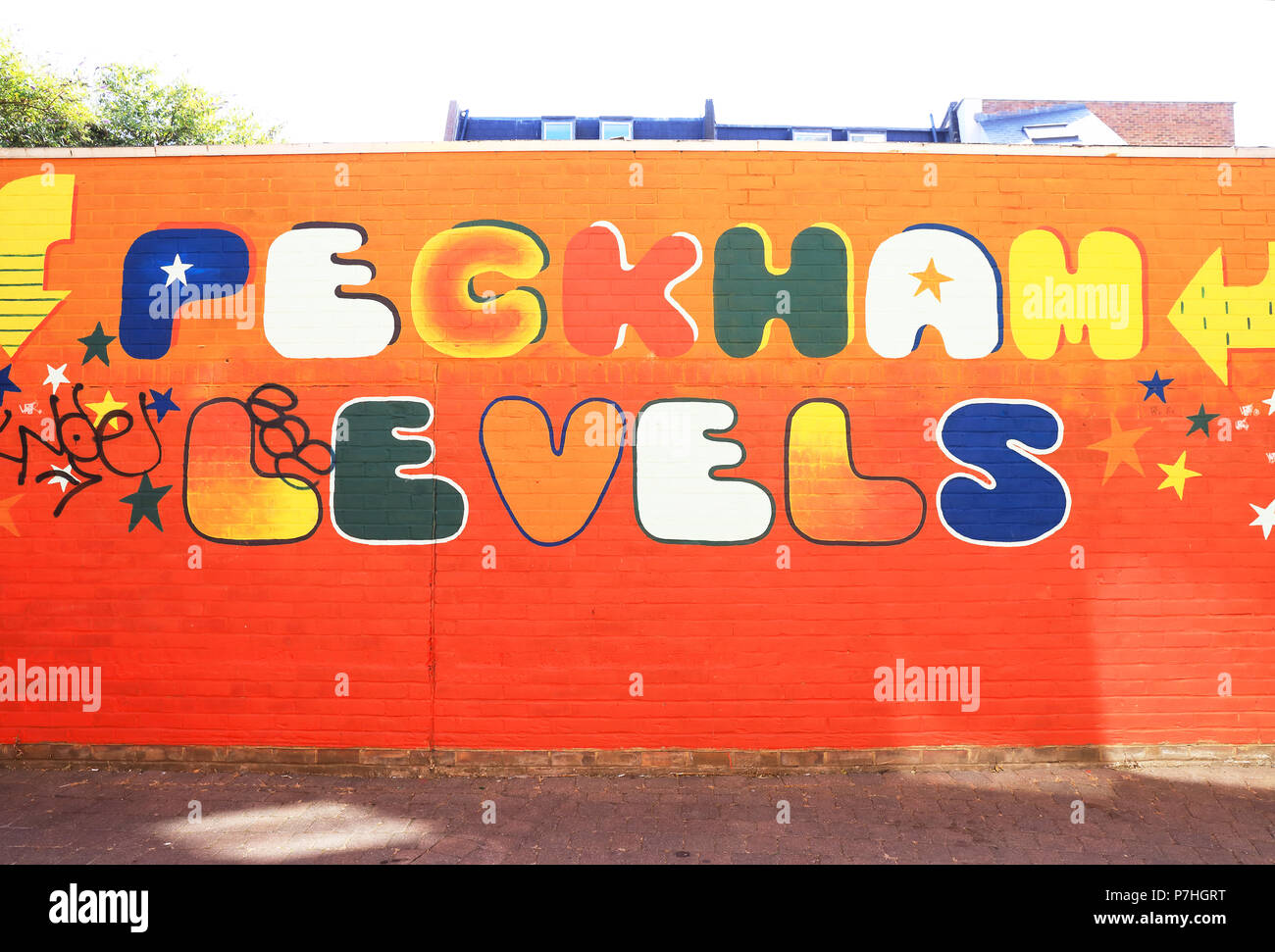 Sign for Peckham Levels, the reclaimed multistorey car park, now