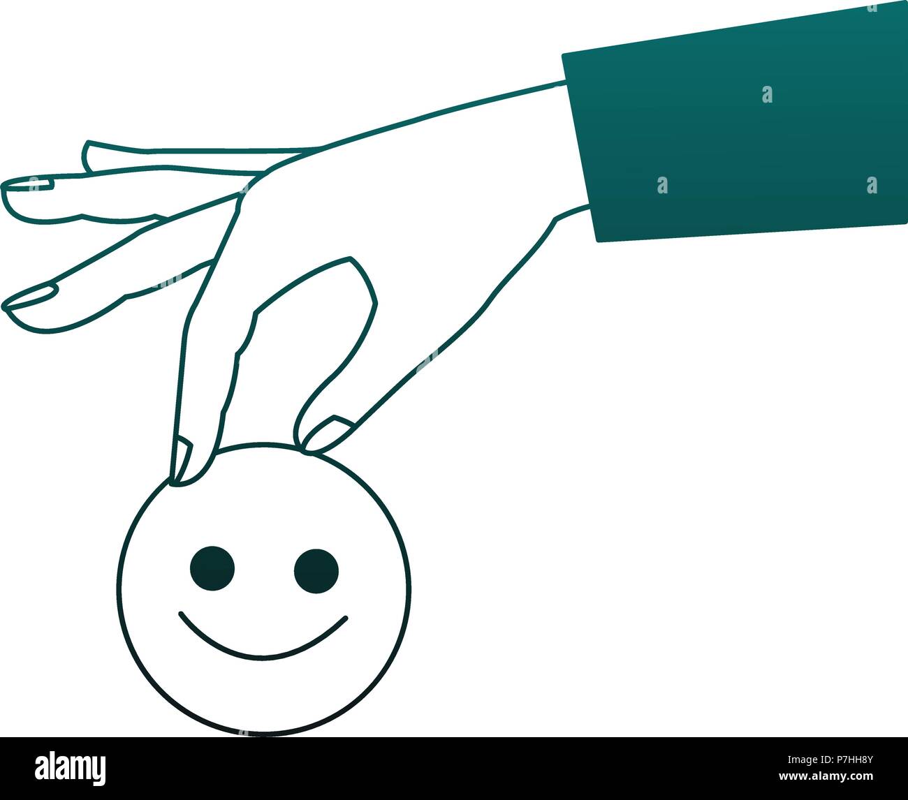 Hand with smile emoticon vector illustration graphic design Stock ...