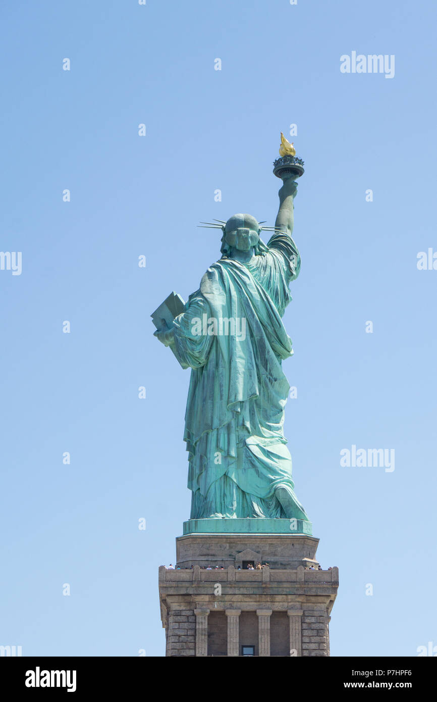 Statue of Liberty, New York, USA Symbol of Freedom, Rear View Stock Photo