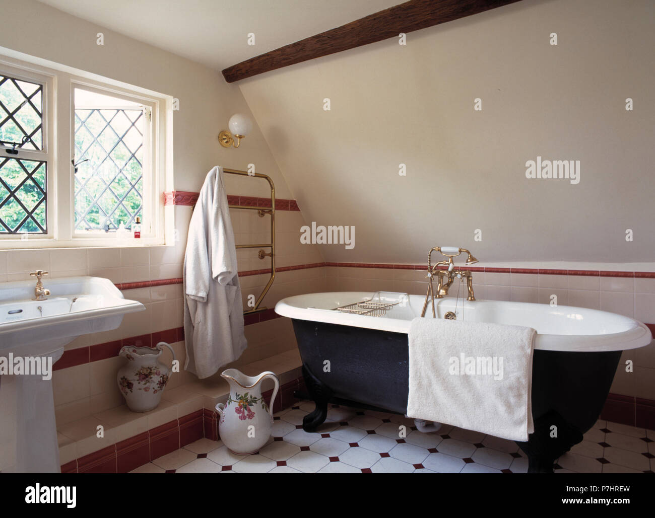 Freestanding blue bath Stock Photo Alamy