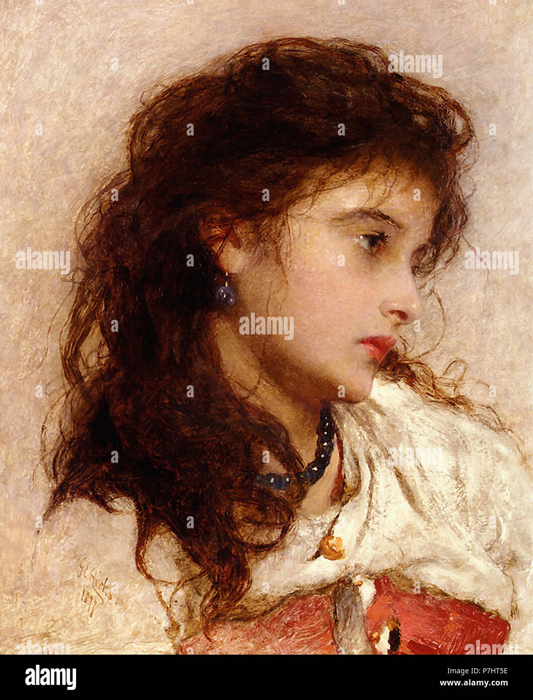 Hicks George Elgar - a Gypsy Girl 1 Stock Photo - Alamy