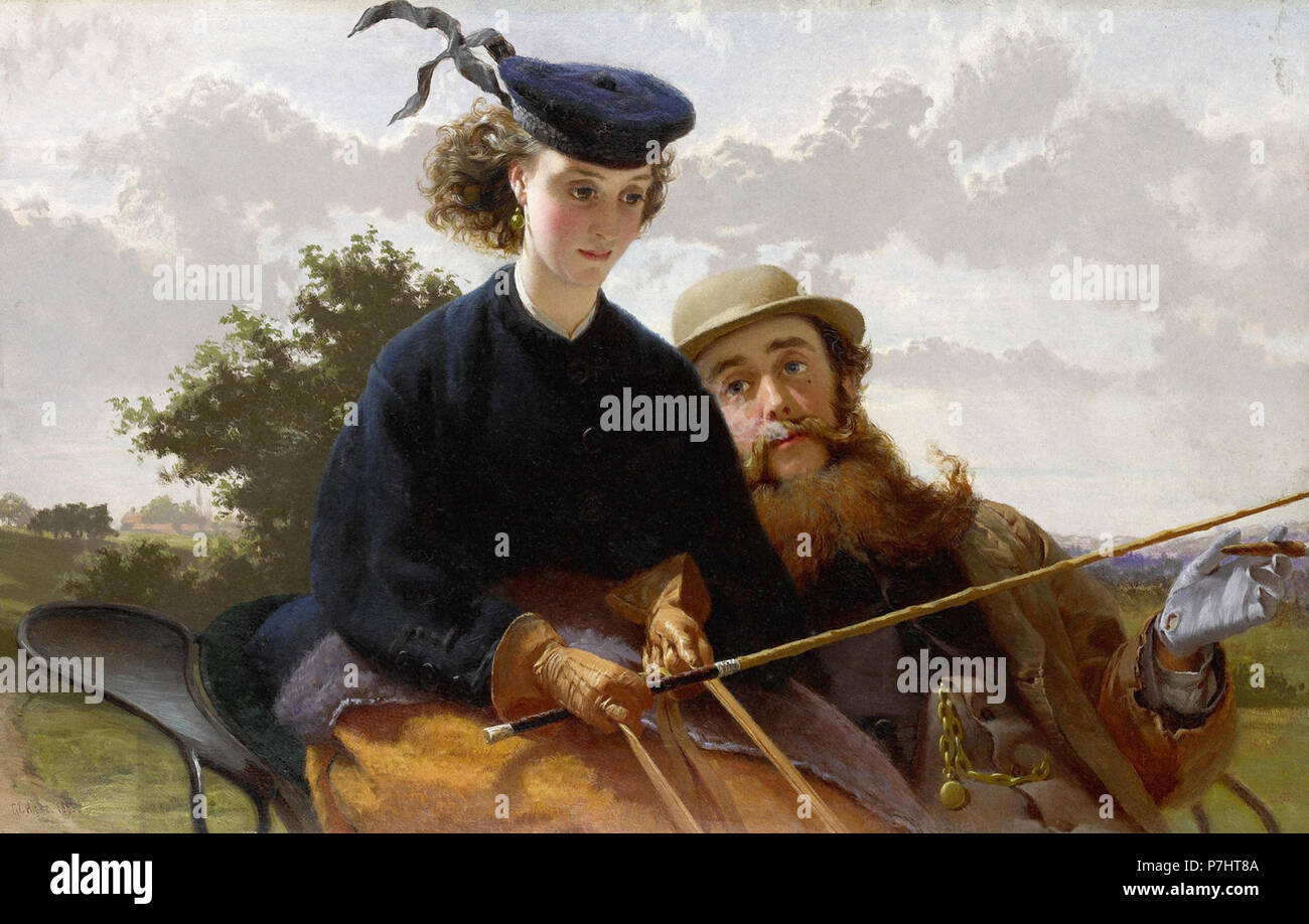 Hicks George Elgar - Lady Driving a Gentleman Stock Photo - Alamy