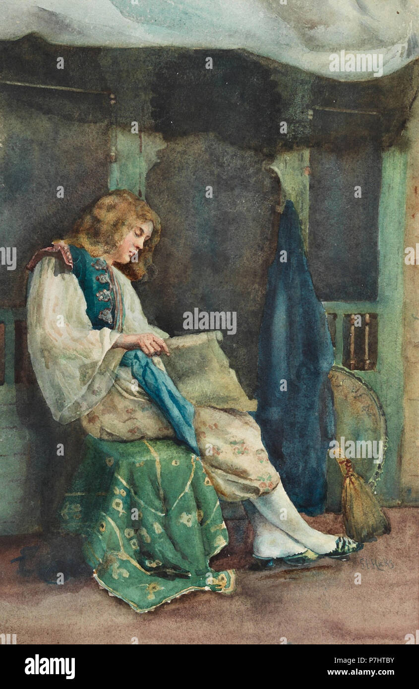 Hicks George Elgar - Young Woman Reading Stock Photo - Alamy