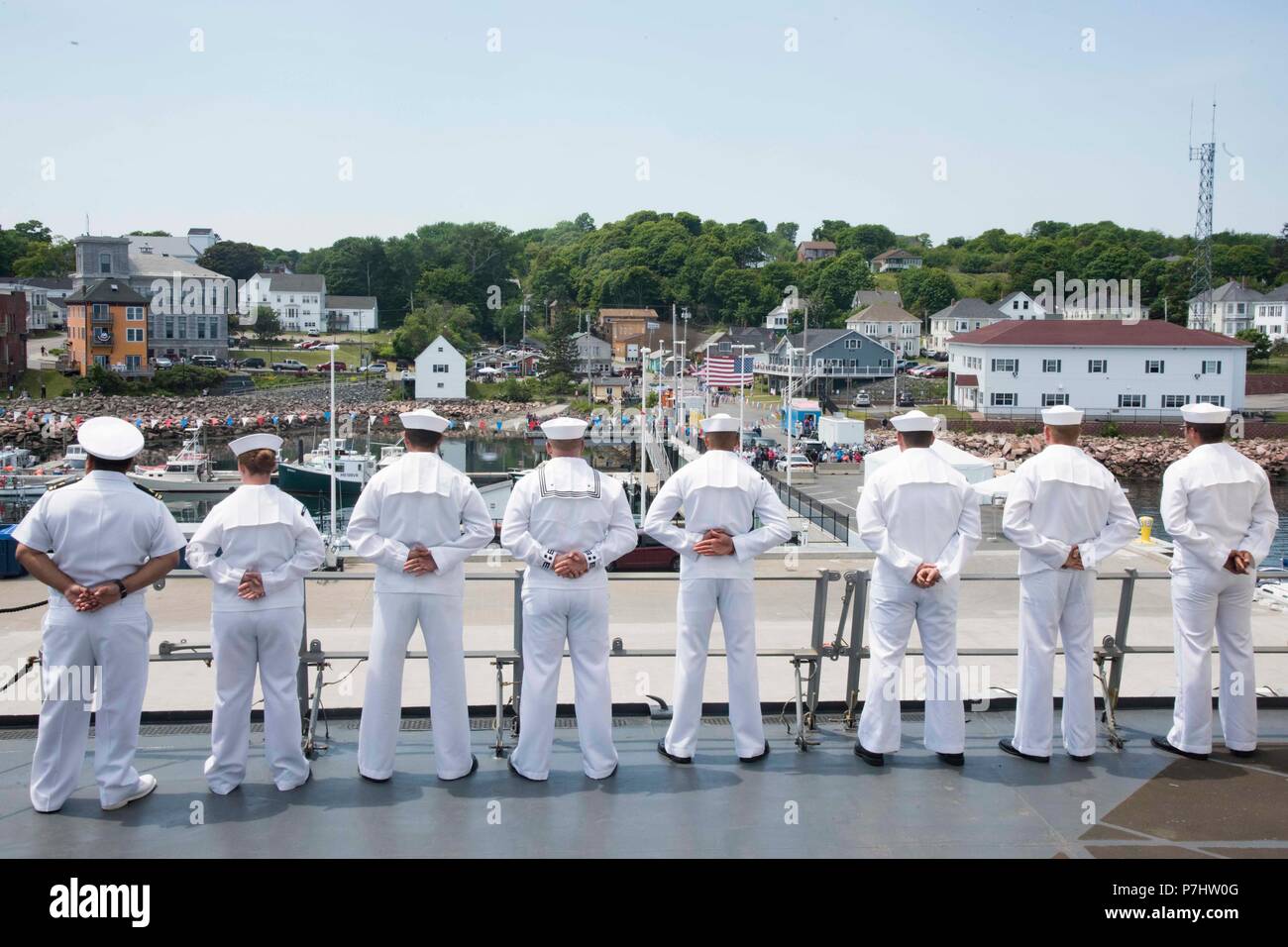 180702NRX777043 EASTPORT, Maine (July 2, 2018) Sailors man the rails