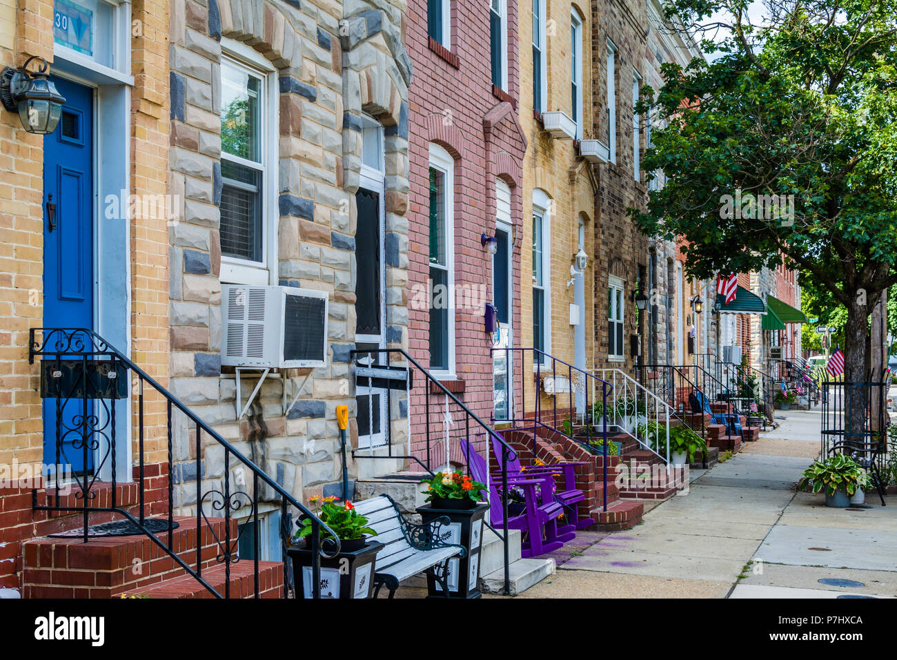 Row houses in Locust Point, Baltimore, Maryland Stock Photo Alamy