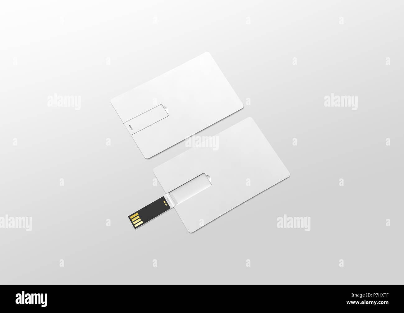 Blank white plastic wafer usb card mockup lying, opened and closed,  clipping path, 3d rendering. Visiting flash drive namecard mock up. Call- card disk Stock Photo - Alamy