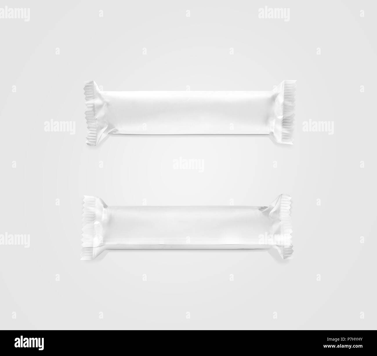 Blank White Candy Bar Plastic Wrap Mockup Top And Back Side Isolated,  Clipping Path. Closed Chocolate Bar Packaging Wrapper Template. Choco  Factory Lo Stock Photo - Alamy