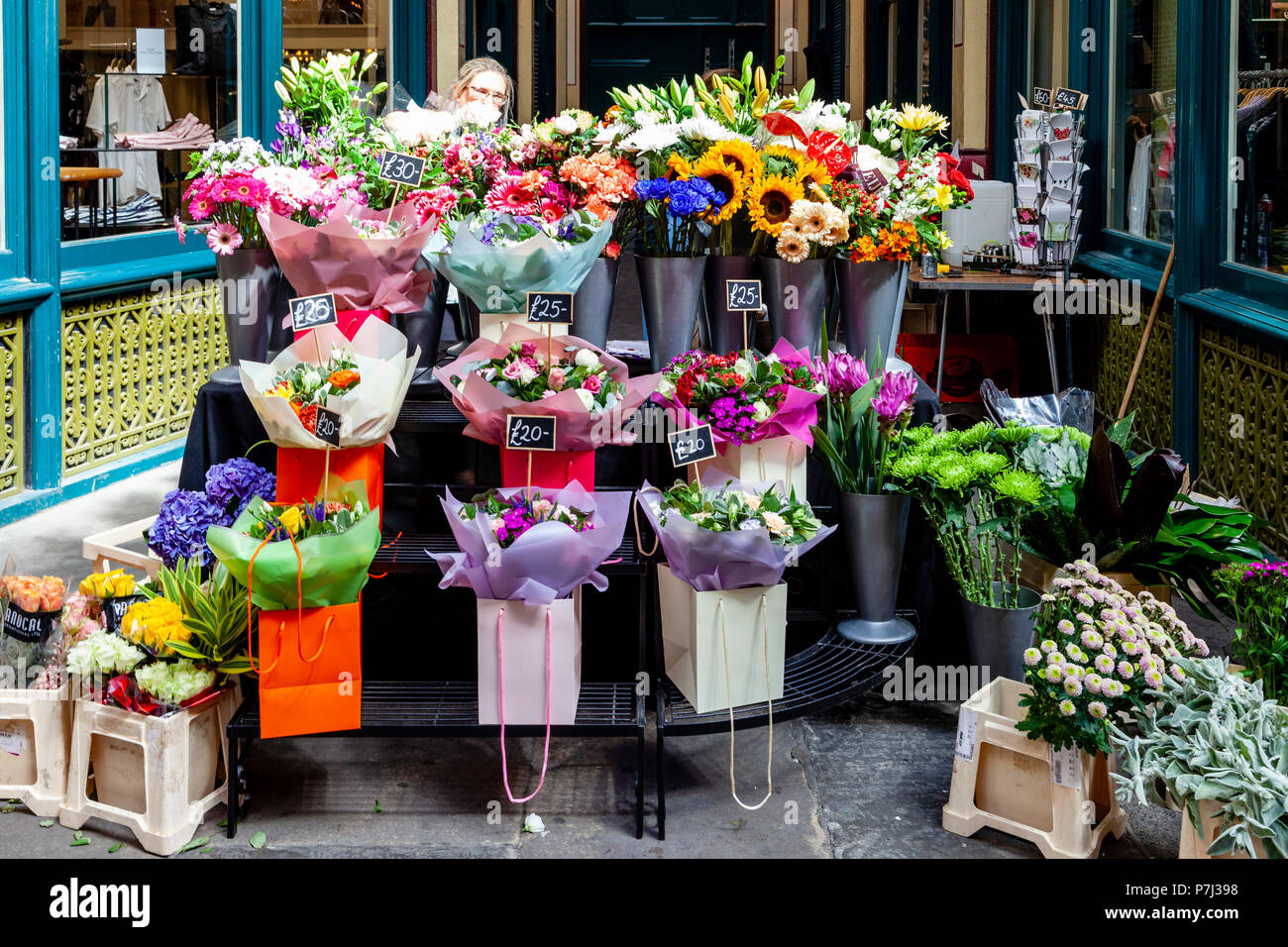 A Flower Stall In The City of London, London, United Kingdom Stock