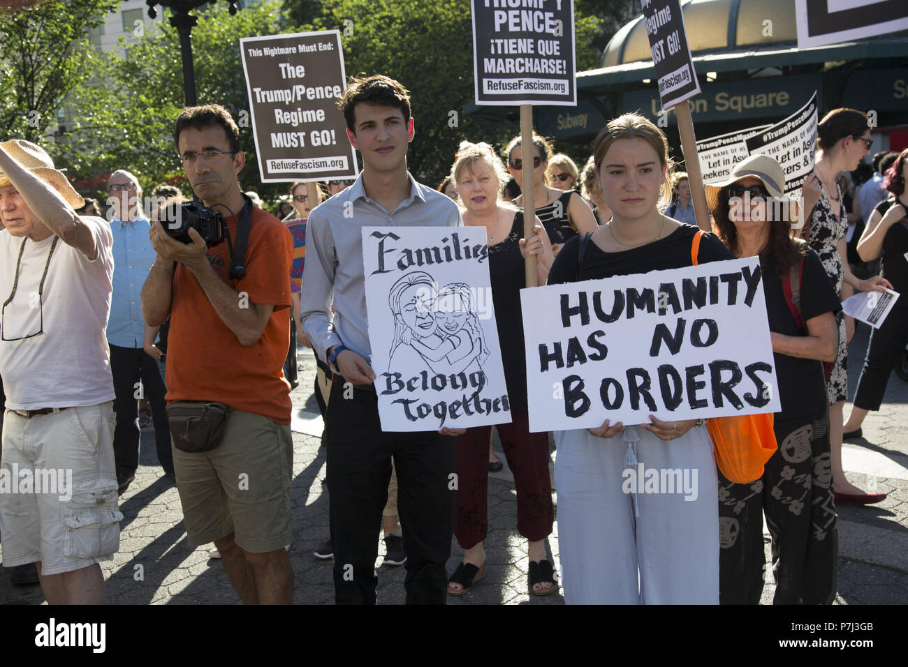 Border force are being trained to turn back migrant boats. New-yorkers-came-out-to-protest-the-government-immigrration-policy-of-separating-children-from-parents-at-the-us-mexican-border-as-cruel-and-immoral-and-must-be-stopped-immediately-protests-around-the-country-pressured-the-trump-administration-to-initially-end-this-un-american-action-by-the-department-of-immigration-in-the-united-states-P7J3GB