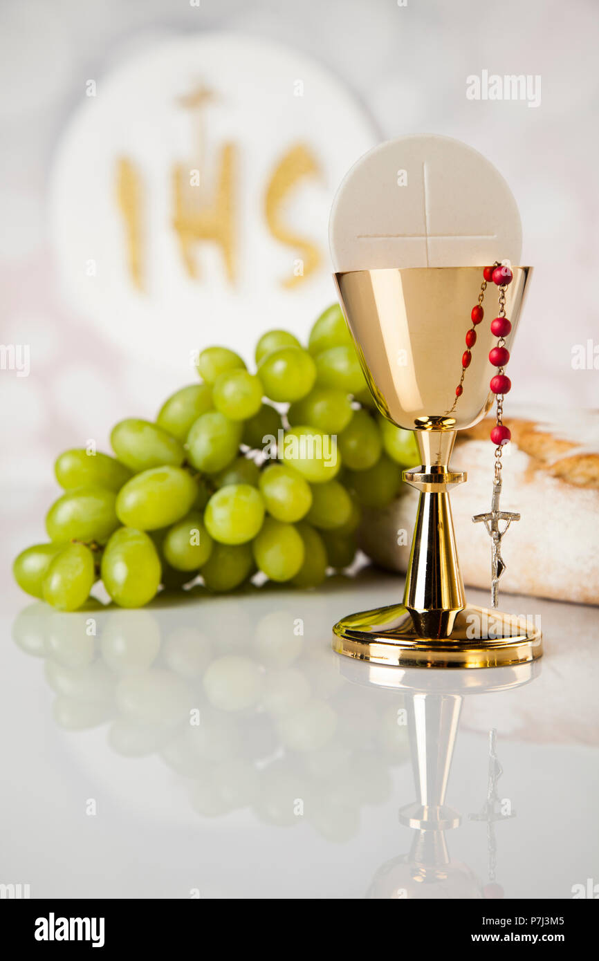 Holy communion elements on white background Stock Photo - Alamy