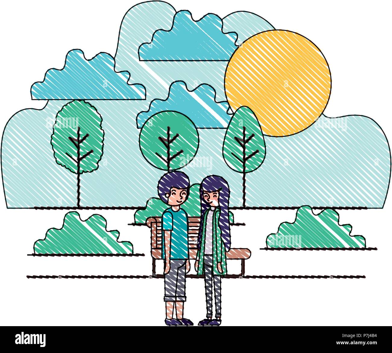 young couple in the park avatars characters Stock Vector Image & Art ...