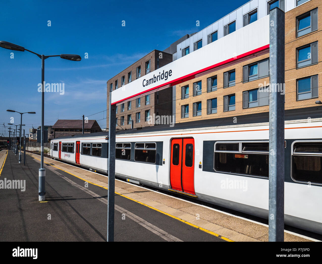 Greater Anglia Train at Cambridge Raiway Station. Stock Photo