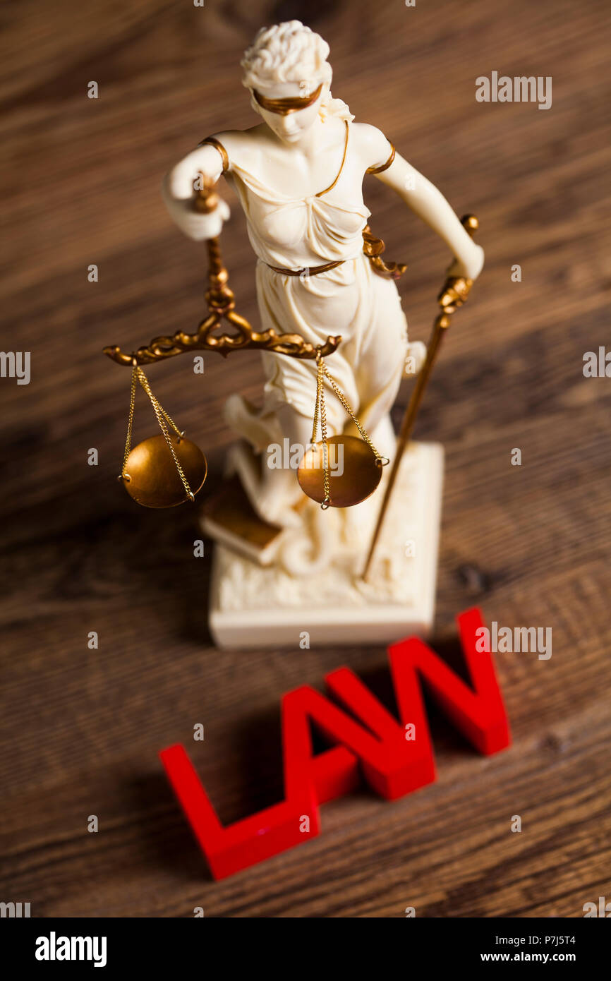 Statue of justice, burden of proof, law theme Stock Photo Alamy