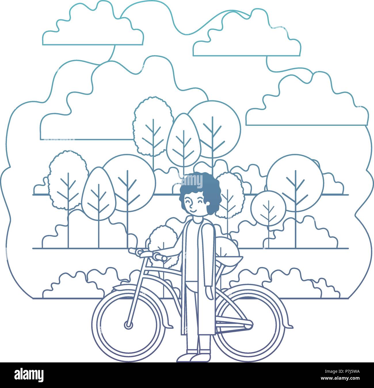 man in the park with bicycle Stock Vector Image & Art - Alamy