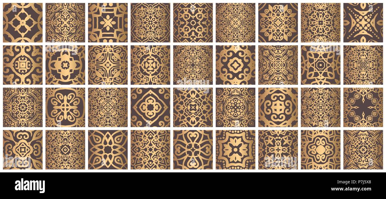 Tiles Bundle Golden Brown Stock Vector