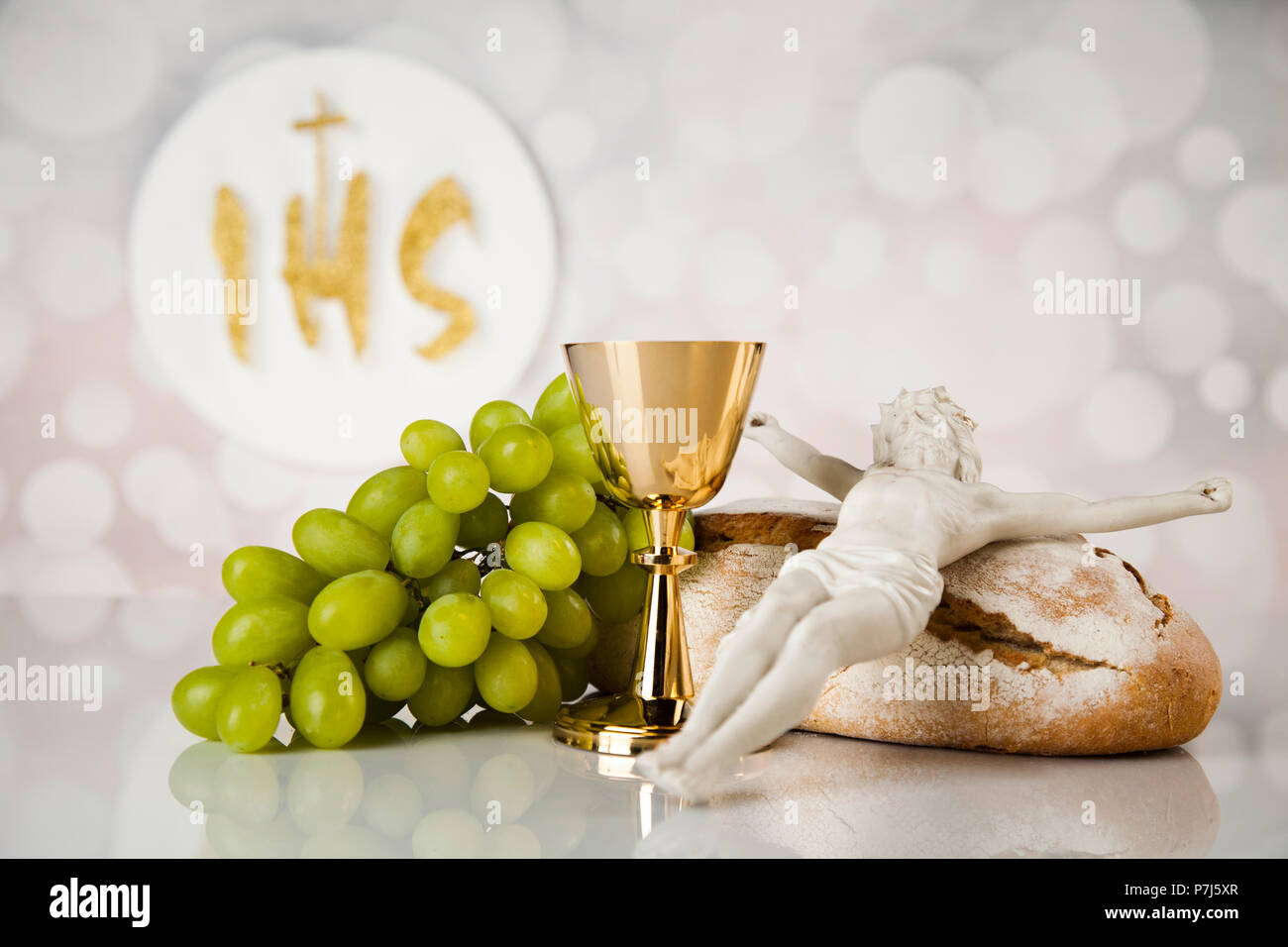 Holy communion elements on white background Stock Photo - Alamy