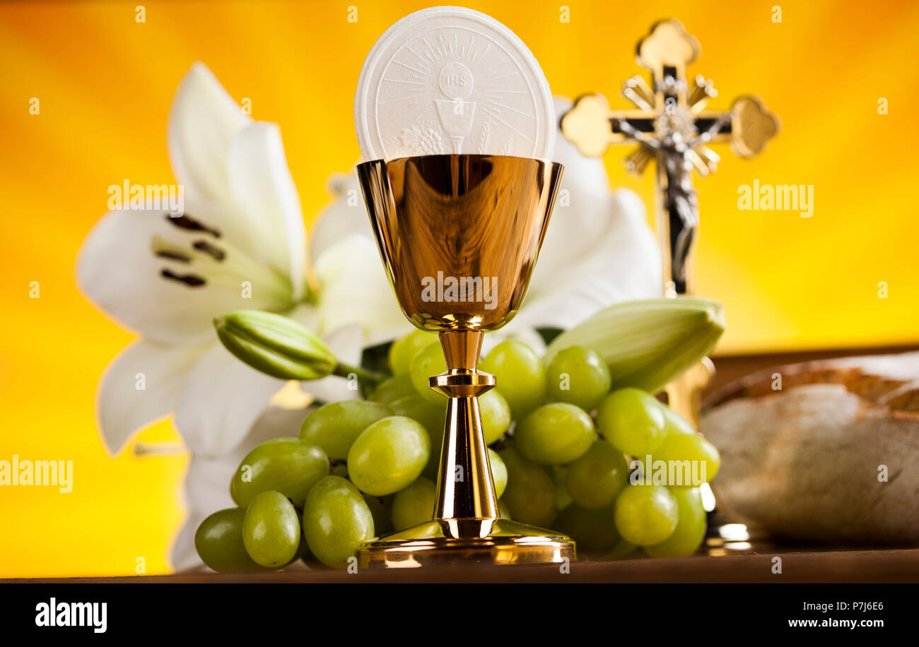 Holy Communion Bread, Wine for christianity religion Stock Photo Alamy