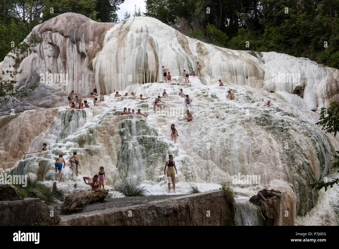 Known since Etruscans and Romans, the Bagni San Filippo (Castiglione d'Orcia - Tuscany - Italy) are a small thermal hot springs, Stock Photo