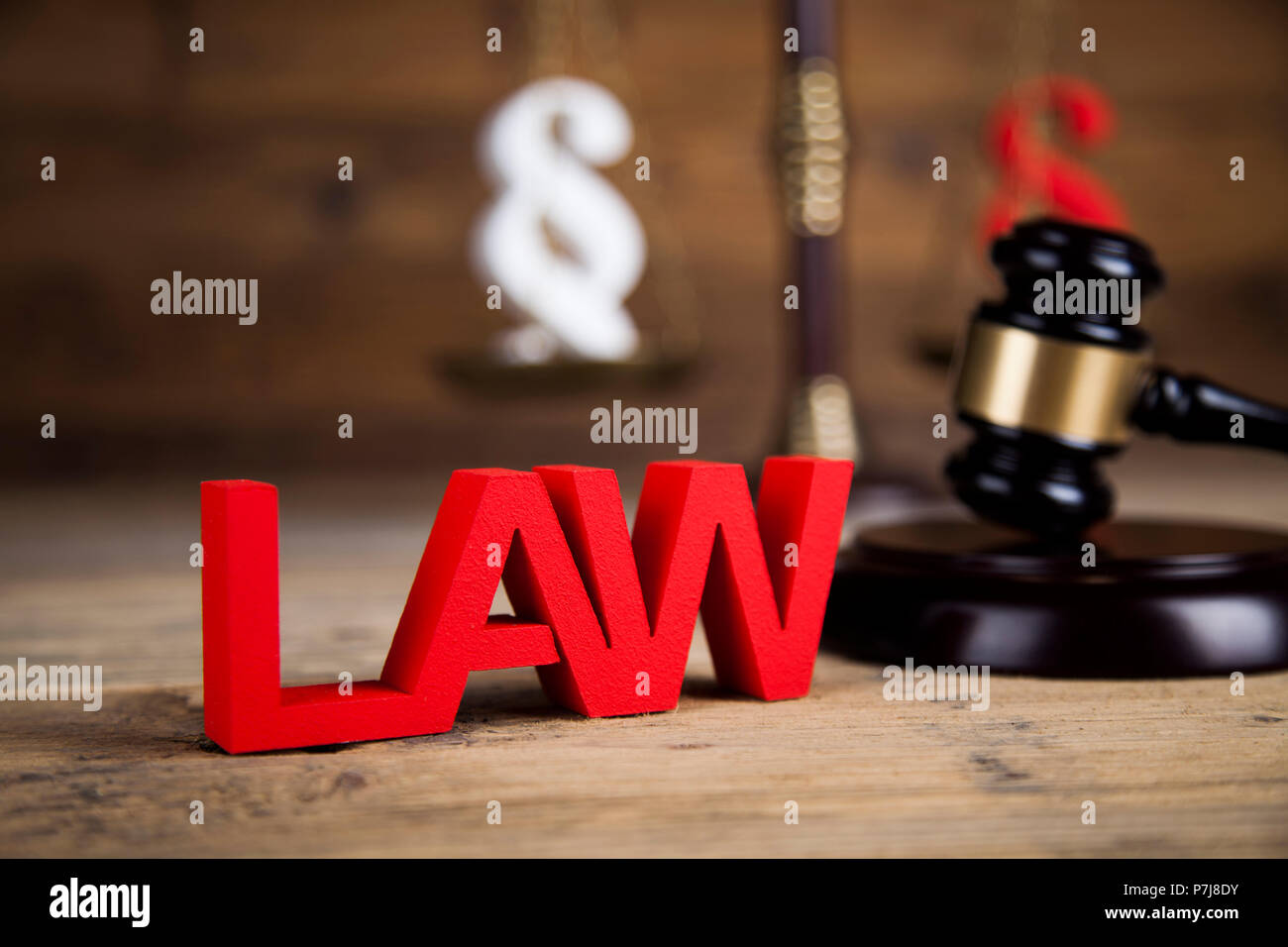 Paragraph sign, Mallet, Law, legal code of justice concept Stock Photo