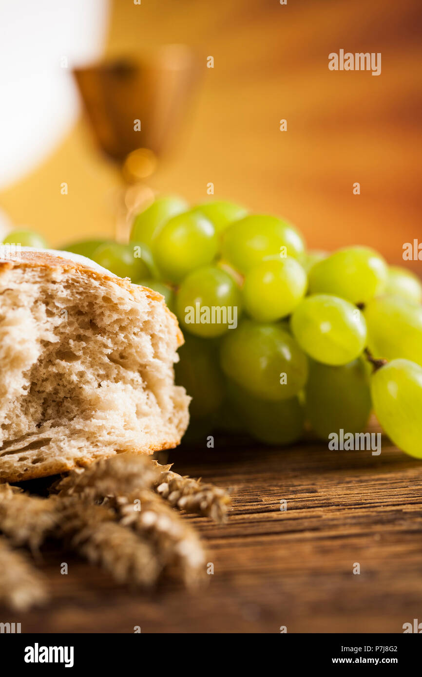 Holy Communion Bread, Wine for christianity religion Stock Photo Alamy