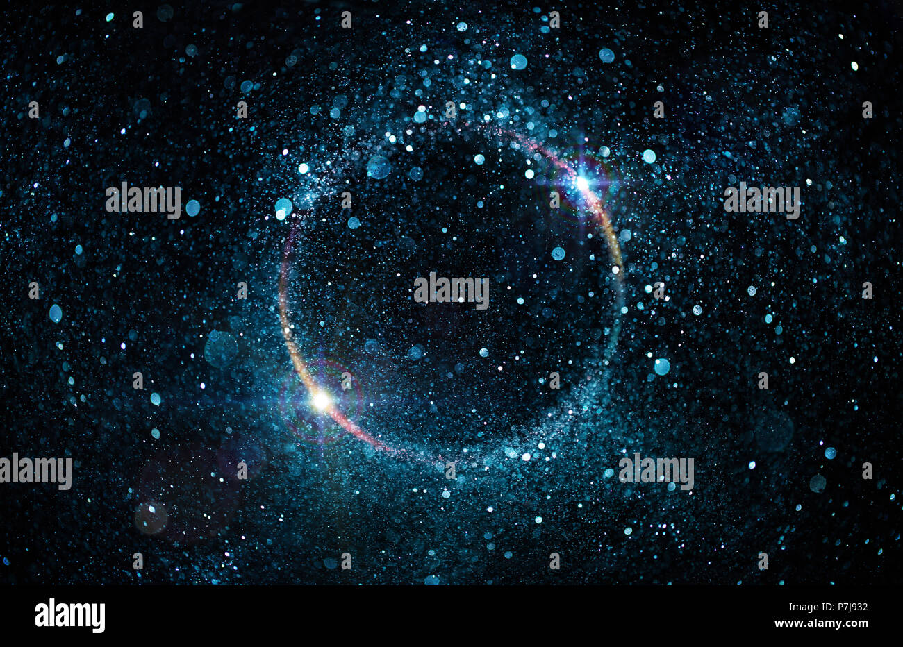 Glitter Particles In Circle - Abstract Black Hole Stock Photo