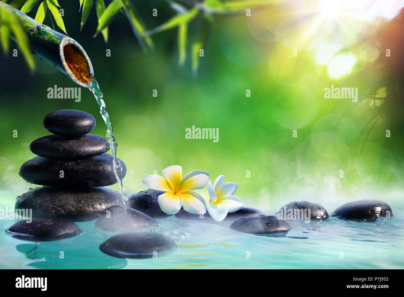 Zen, water stones,flower,bamboo hi-res stock photography and images - Alamy
