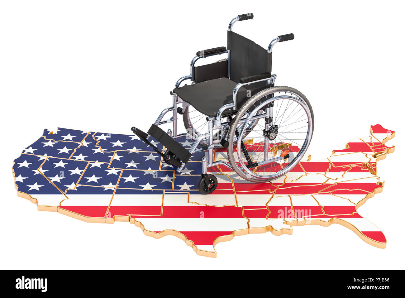 Disability in the United States concept, 3D rendering isolated on white background Stock Photo