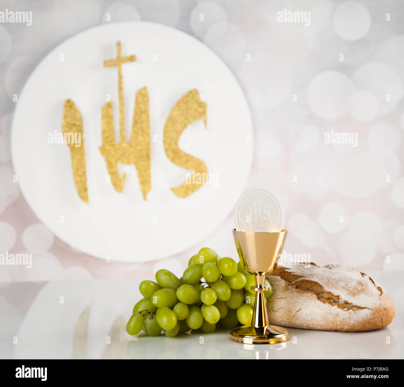 Holy communion elements on white background Stock Photo - Alamy