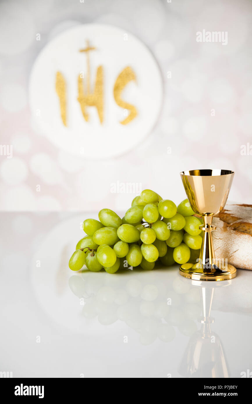 Holy communion elements on white background Stock Photo - Alamy