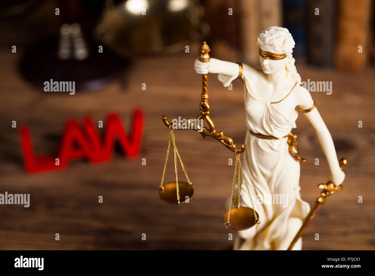 Statue of justice, burden of proof, law theme Stock Photo Alamy
