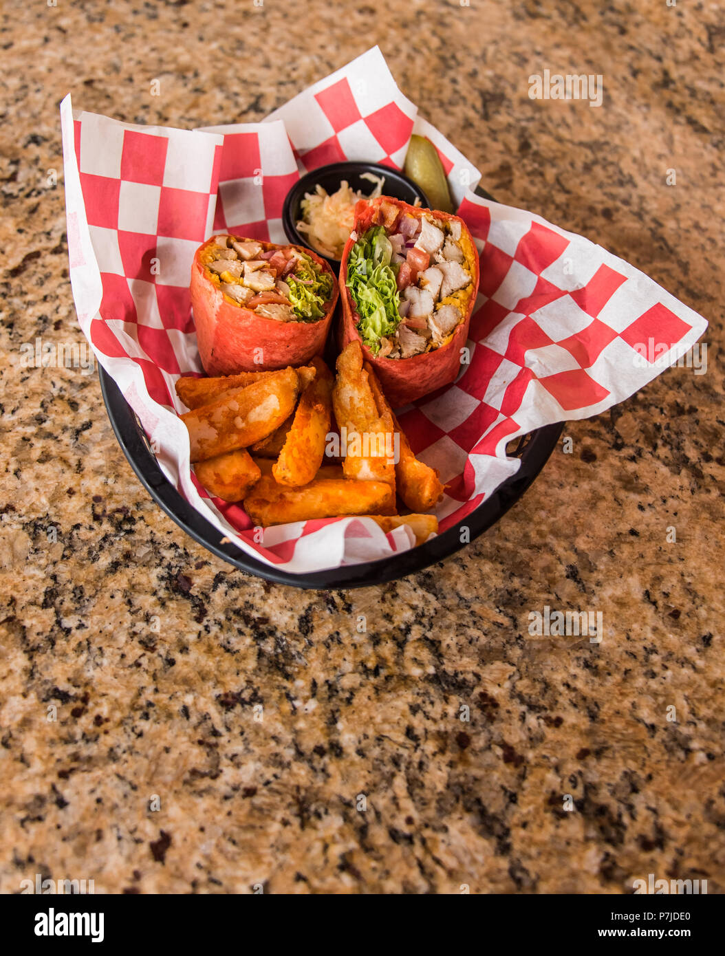 Tomato Basil Chicken Wrap Stock Photo Alamy