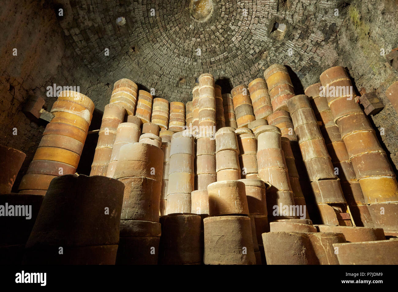 Saggars Inside a Bottle Kiln at Gladstone Pottery Museum Longton Stoke on Trent Staffordshire England UK Stock Photo