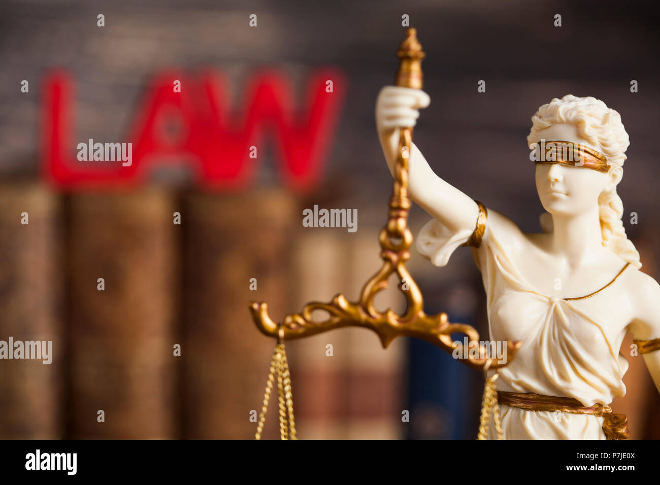 Statue of justice, burden of proof, law theme Stock Photo Alamy