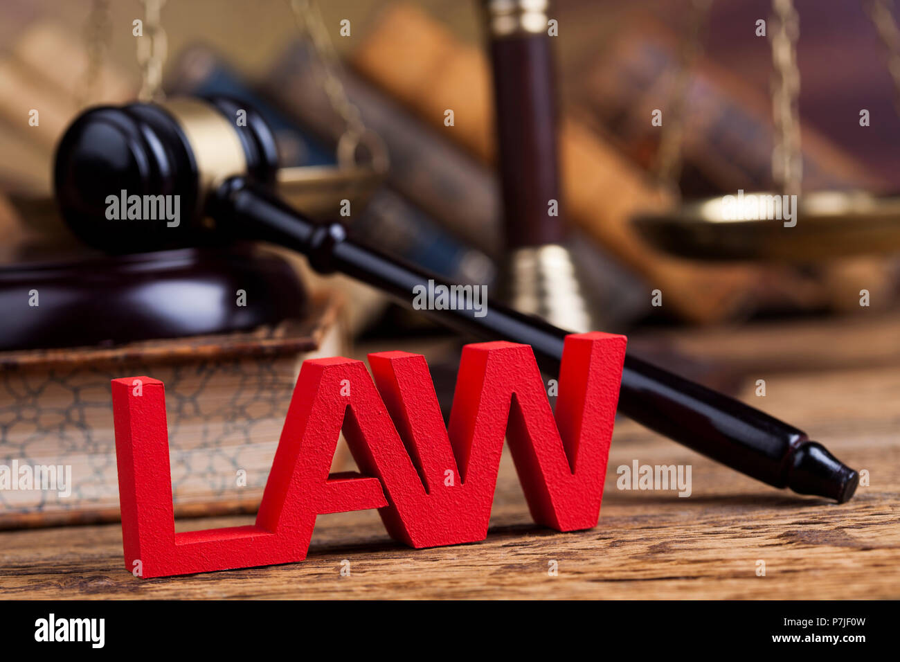 Law wooden gavel barrister, justice concept, legal system Stock Photo