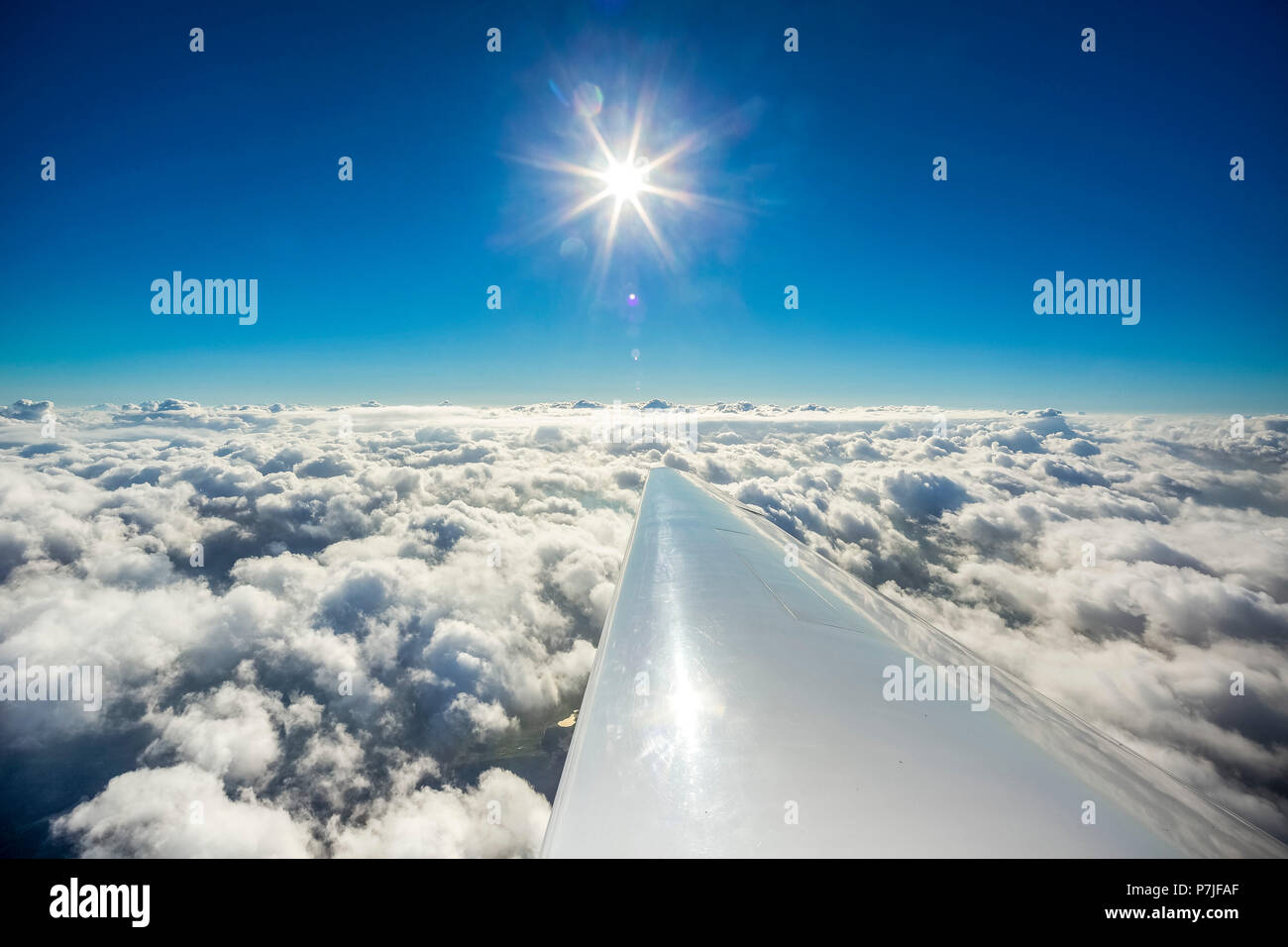 Clouds, flying on top, towering clouds, Cumulus altus, Stratocumulus, Cambs, Mecklenburg-Western Pomerania, Germany Stock Photo