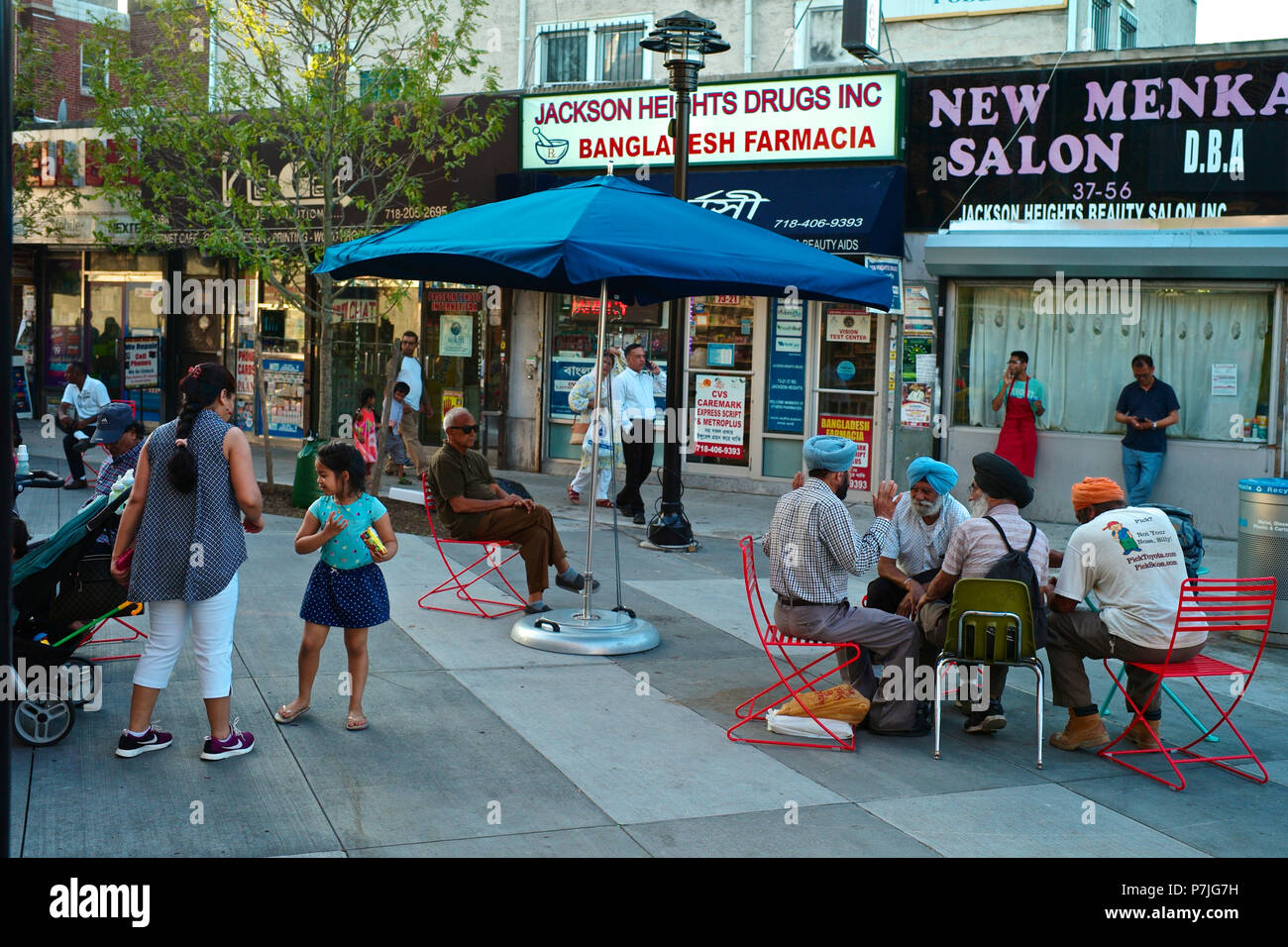 Street scene of Diversity Avenue in Jackson Heights Stock Photo Alamy