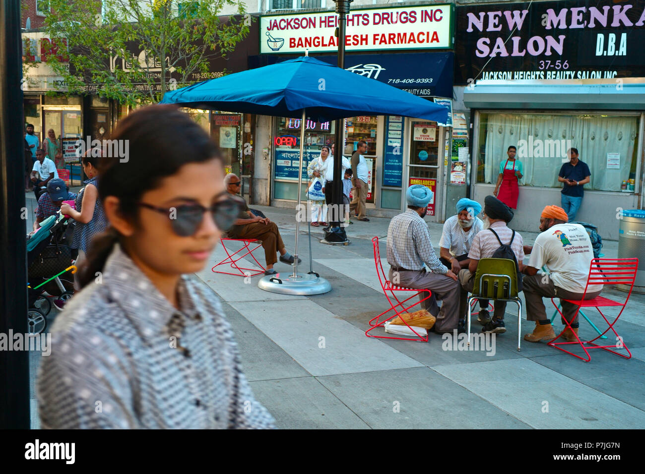 Street scene of Diversity Avenue in Jackson Heights Stock Photo Alamy