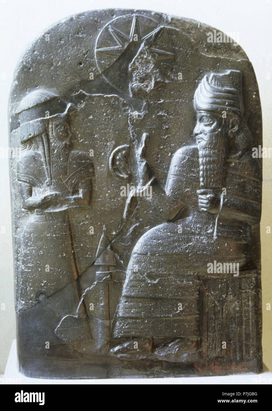 Babylonian stele usurped by Elamite King. Basalt. 1155-1185 BC. From Susa, Iraq. Louvre Museum. Paris, France. Stock Photo