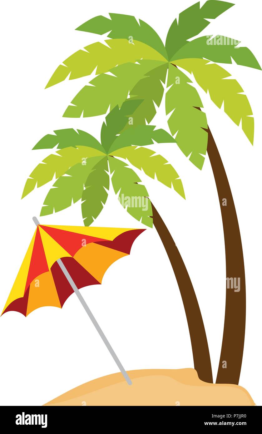tree palms with umbrella vector illustration design Stock Vector Image ...