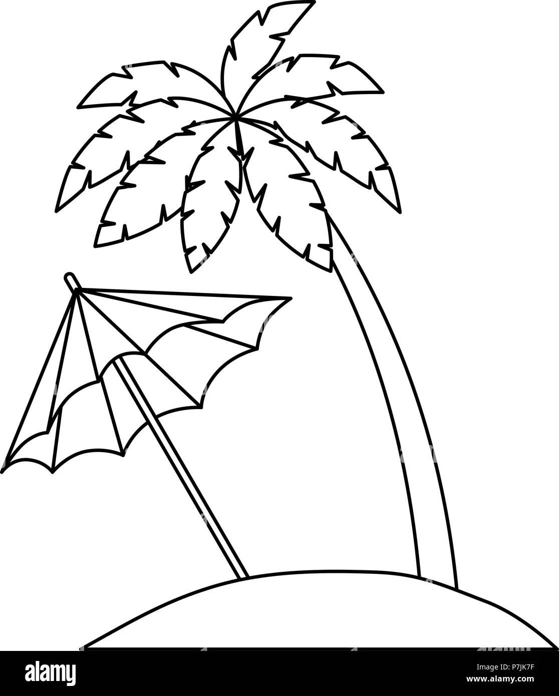 tree palms with umbrella vector illustration design Stock Vector Image ...